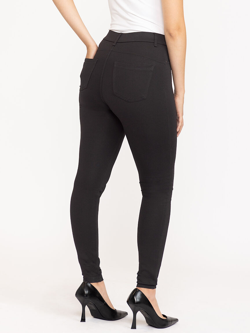 Women's Black 4 Pocket Pull-on Ponte Skinny Pant