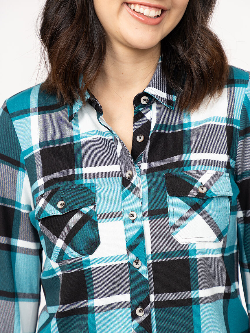 Women's Knit Plaid Hoodie