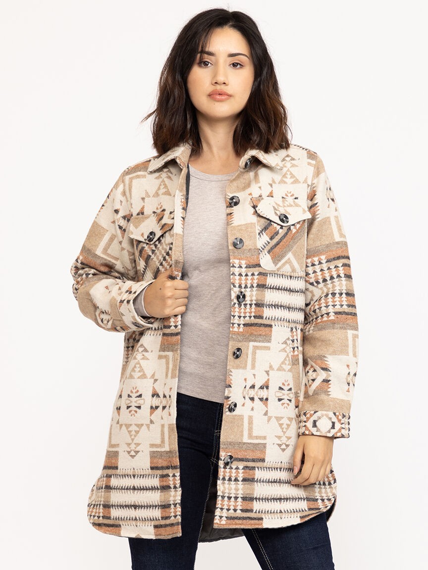 Women's Geometric Button Front Shacket