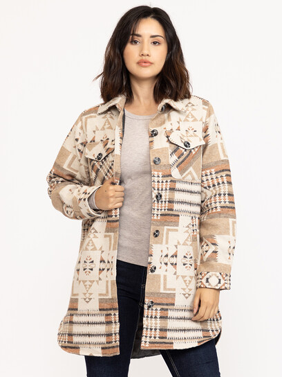 Women's Geometric Button Front Shacket Women's Geometric Button Front Shacket