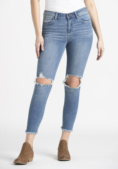 Women's Knee Hole Crop Skinny Jeans