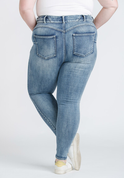 Women's Plus Size 2 Button Waist Skinny Jeans Women's Plus Size 2 Button Waist Skinny Jeans Image 2