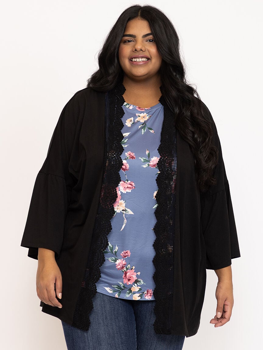 Women's Crochet Trim Cardigan