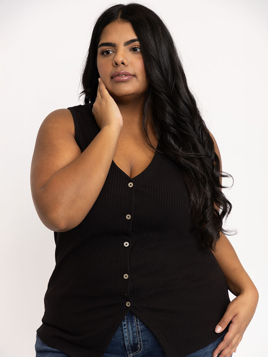 Women's Rib Button Front Tank