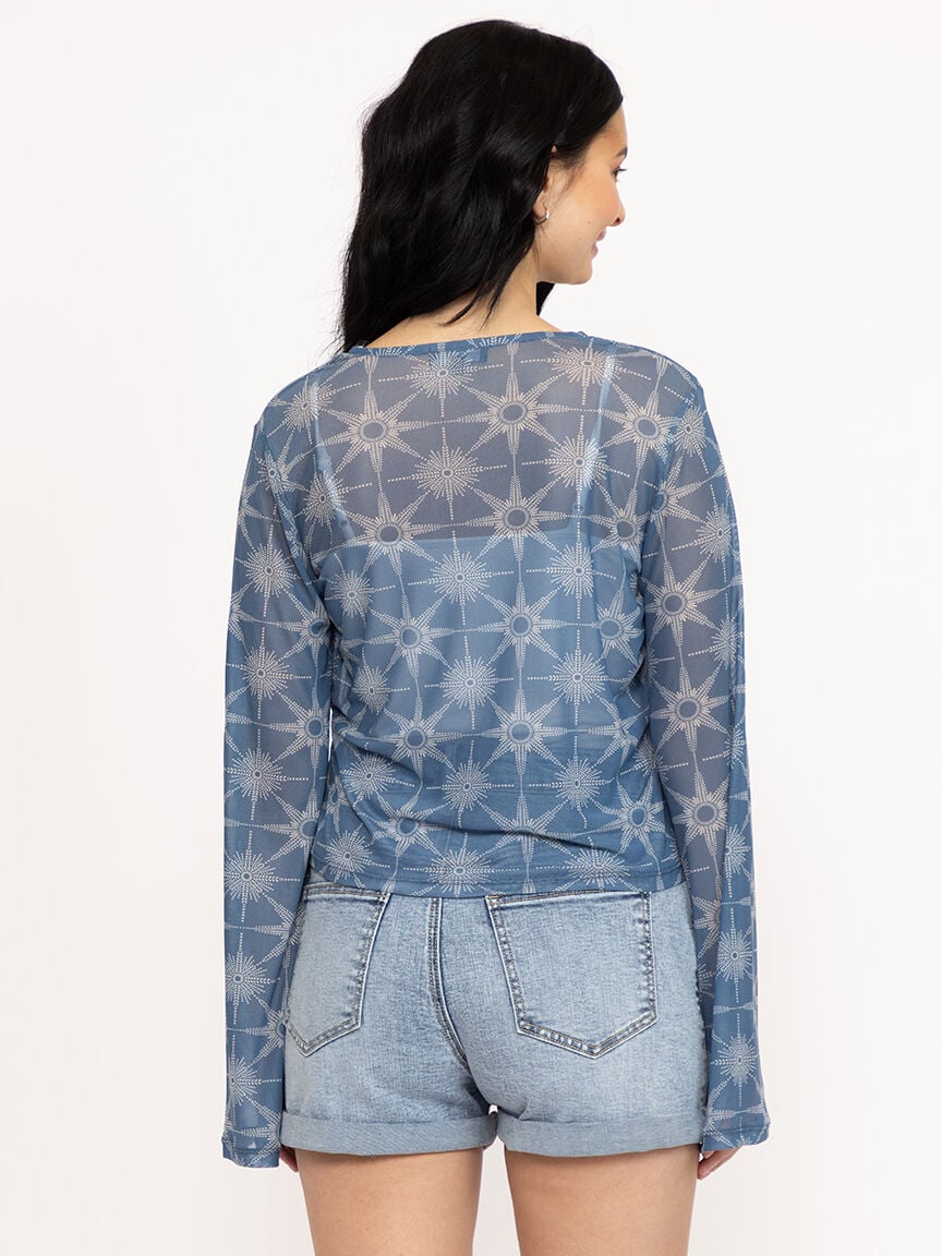 Women's Mesh Tie Front Cardigan