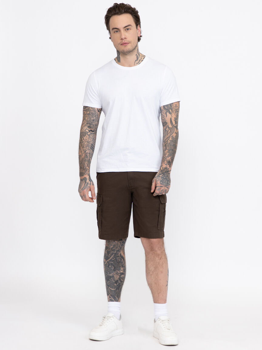 Men's Washed Brown Cargo Short