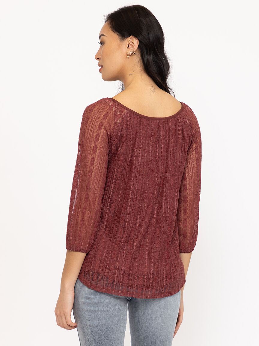 Women's Lace Peasant Top