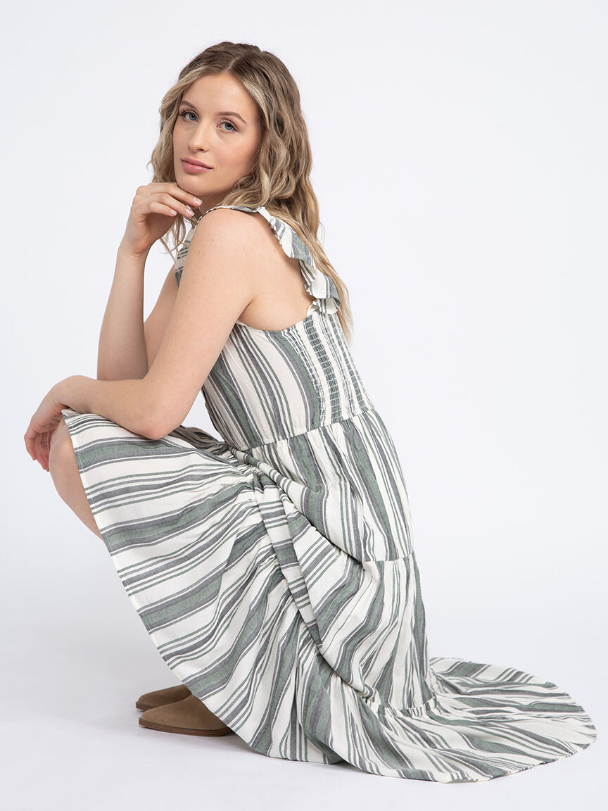 warehouse stripe midi dress Stripe Warehouse Strappy Split Side Midi Dress