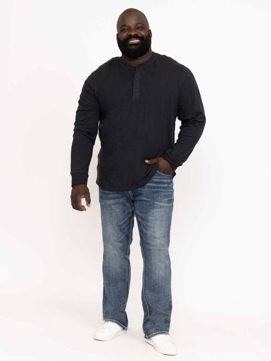 Men's Washed Henley Tee