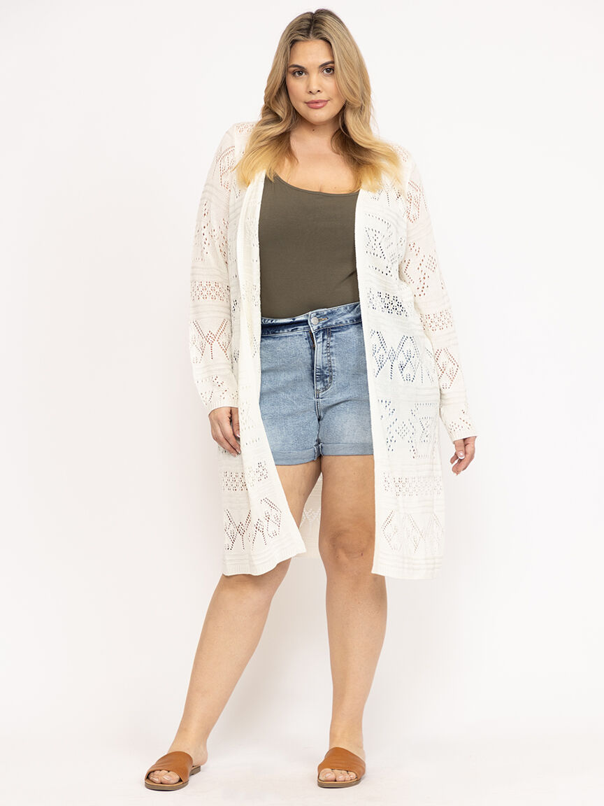 Women's Geometric Pointelle Duster