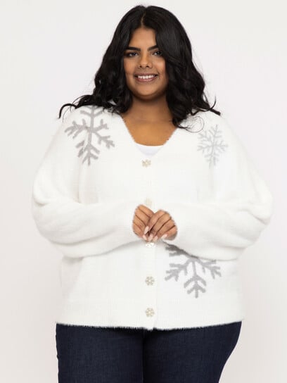 Women's Snowflake Button Front Cardigan Women's Snowflake Button Front Cardigan