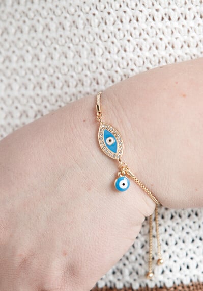 Women's Evil Eye Gold Bolo Bracelet Image 2