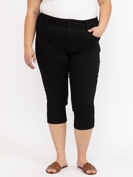 Women's Plus 2 Button Black Jean Capri Women's Plus 2 Button Black Jean Capri Image 6