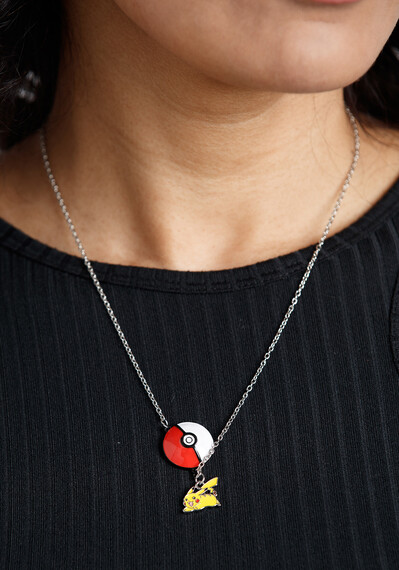 Pokemon Pokeball & Pikachu Charm Necklace Image 1