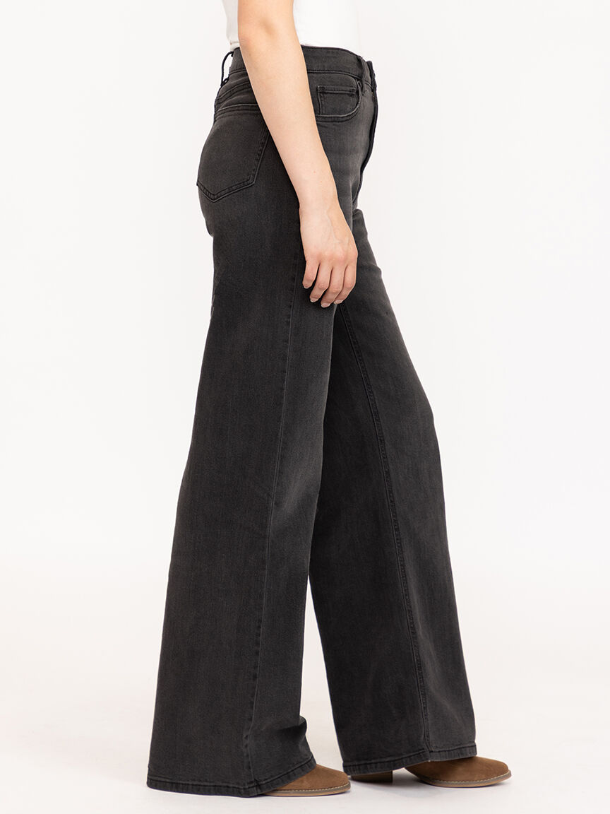 Women's High Rise Black Wide Leg Jeans