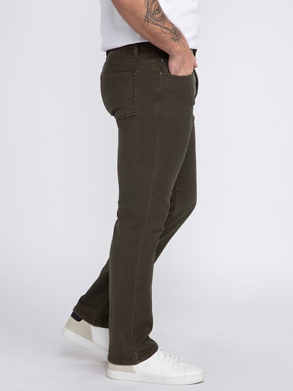 Men's Olive Slim Straight Jeans Image 3