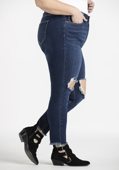 Women's Plus Knee Hole Crop Skinny Jeans