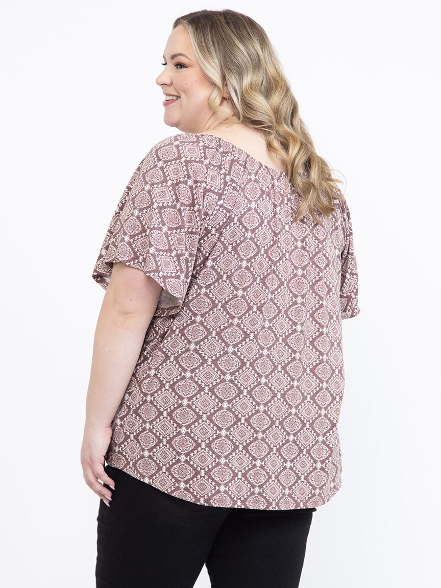 Women's Geo Peasant Top
