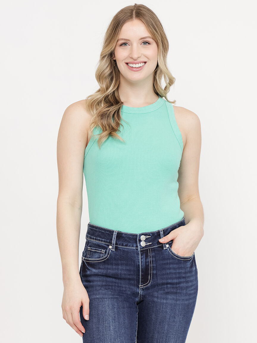 Women's Washed Rib Crew Neck Tank