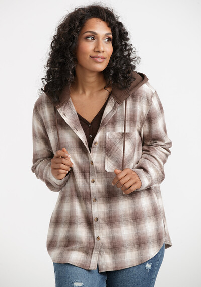 Women's Flannel Plaid Hoodie Image 1