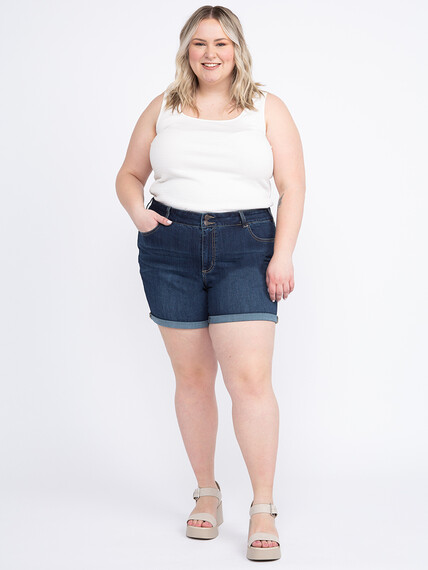 Women's Plus 2 Button Cuffed Midi Short Women's Plus 2 Button Cuffed Midi Short Image 1