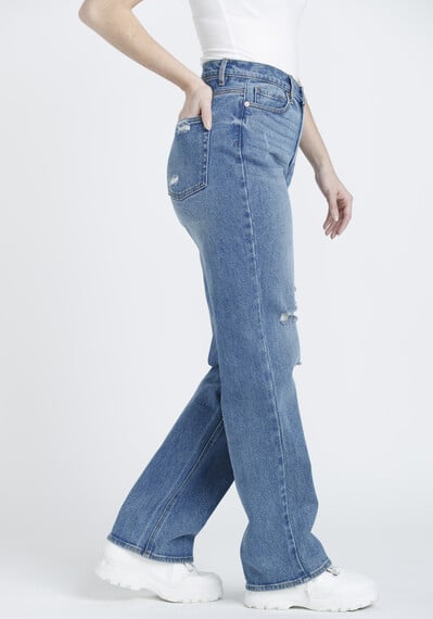Women's High Rise Destroyed Vintage Straight Jeans Image 3