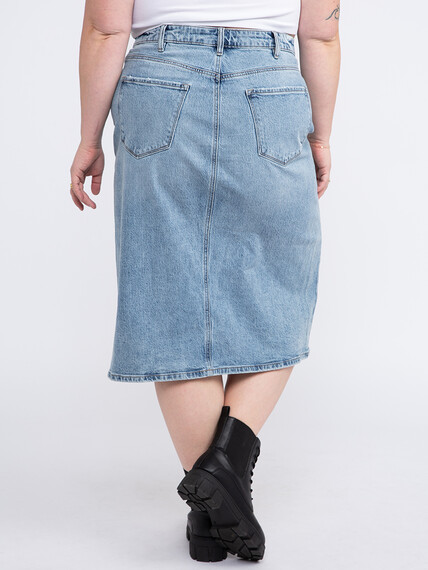 Women's Plus High Rise Midi Skirt with Front Slit Women's Plus High Rise Midi Skirt with Front Slit Image 4