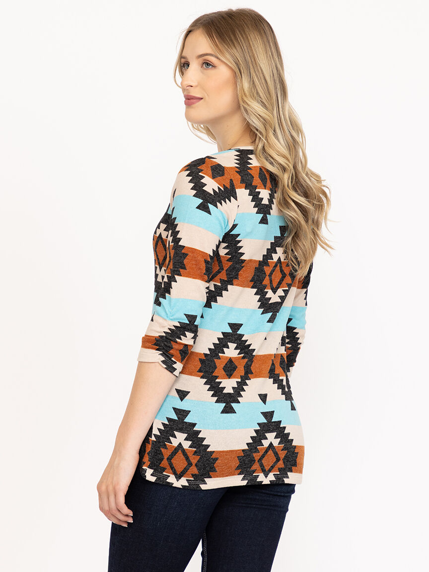 Women's Geo Side Button Top