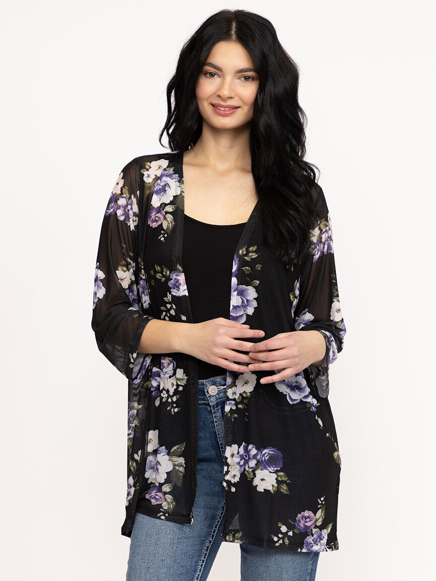Women's Floral Mesh Cardigan