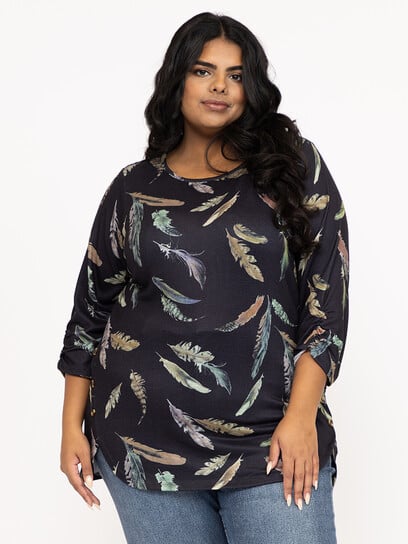 Women's Feather Side Button Top Women's Feather Side Button Top