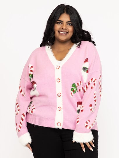 Women's Festive Button Front Cardigan Women's Festive Button Front Cardigan