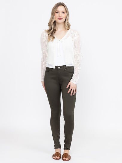 Women's Daisy Stitch Tie Front Cardigan Women's Daisy Stitch Tie Front Cardigan