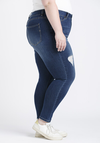 Women's Plus 2 Button High Rise Destroyed Skinny Jeans Image 3