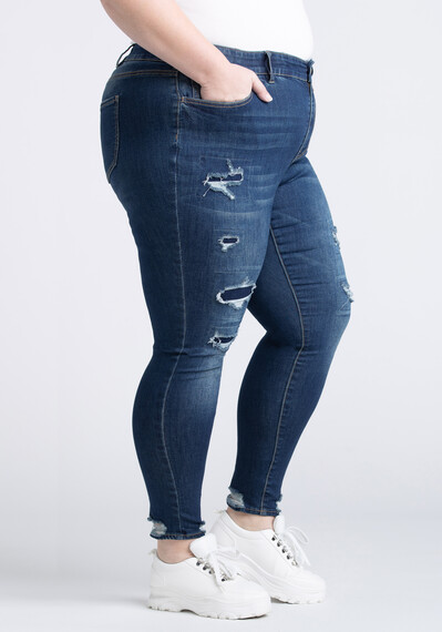 Women's Plus Rip & Repair Skinny Jeans Image 3