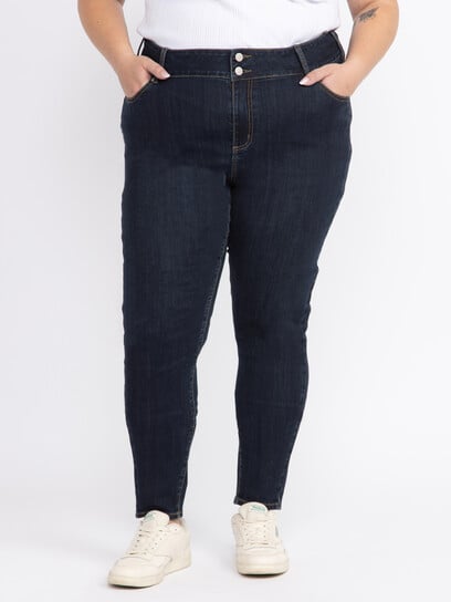 Women's Dark Wash 2 Button Skinny Jeans Women's Dark Wash 2 Button Skinny Jeans