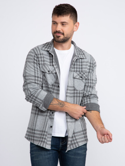 Men's Brushed Knit Plaid Shirt Image 1