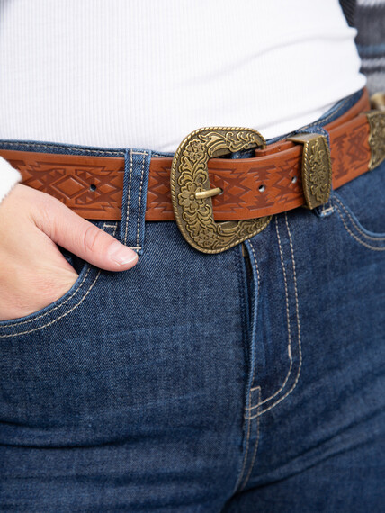Women's Brown Western PU Belt Image 4