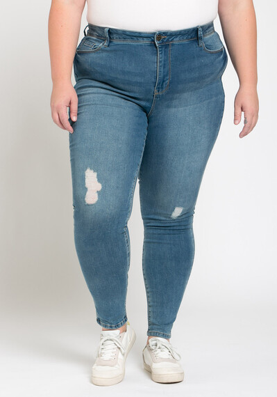 Women's Plus Size High Rise Destroyed Skinny Jeans Image 1