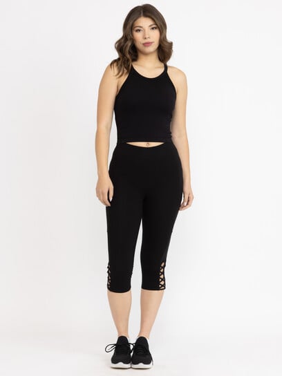 Women's Mesh Insert Capri Legging Women's Mesh Insert Capri Legging