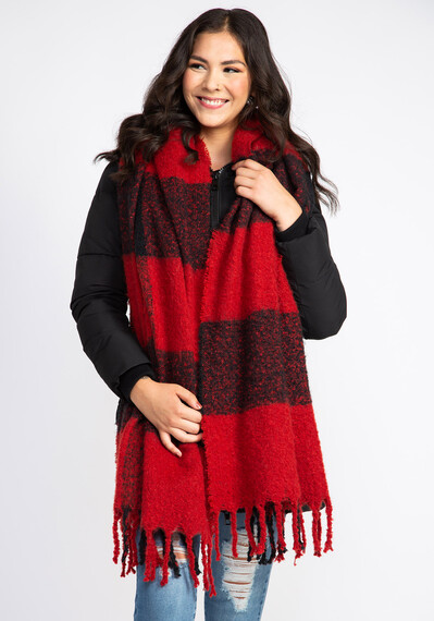 Women's Buffalo Plaid Fringe Scarf Women's Buffalo Plaid Fringe Scarf Image 1