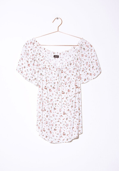 Women's Ditsy Floral Peasant Top Image 5