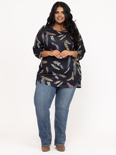 Women's Feather Side Button Top Women's Feather Side Button Top