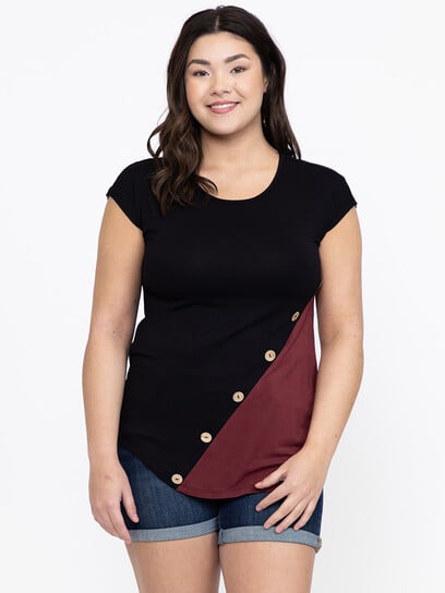 Women's Buttons Colour Block Top Women's Buttons Colour Block Top