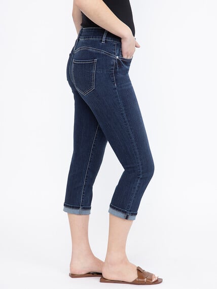 Women's 2 Button Dark Washed Jean Capri Women's 2 Button Dark Washed Jean Capri Image 3