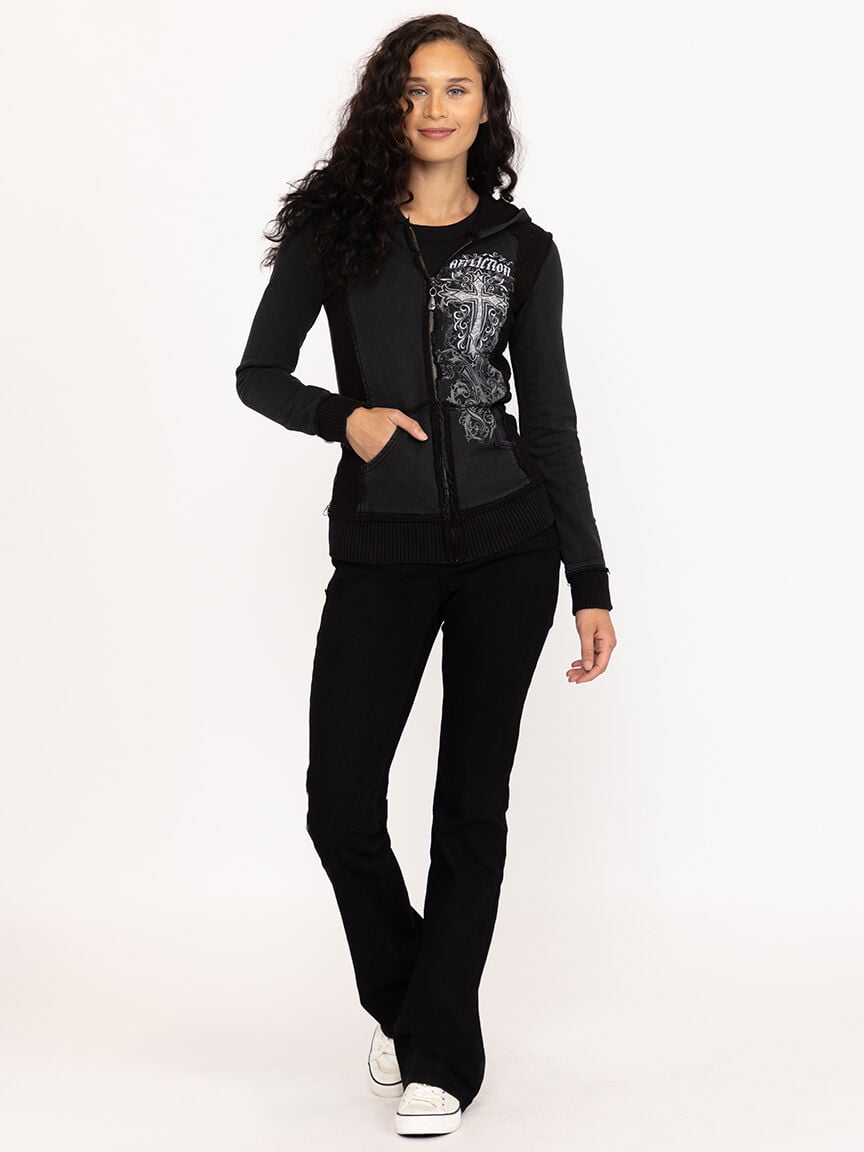 Women's Cross Zip Front Hoodie Warehouse One