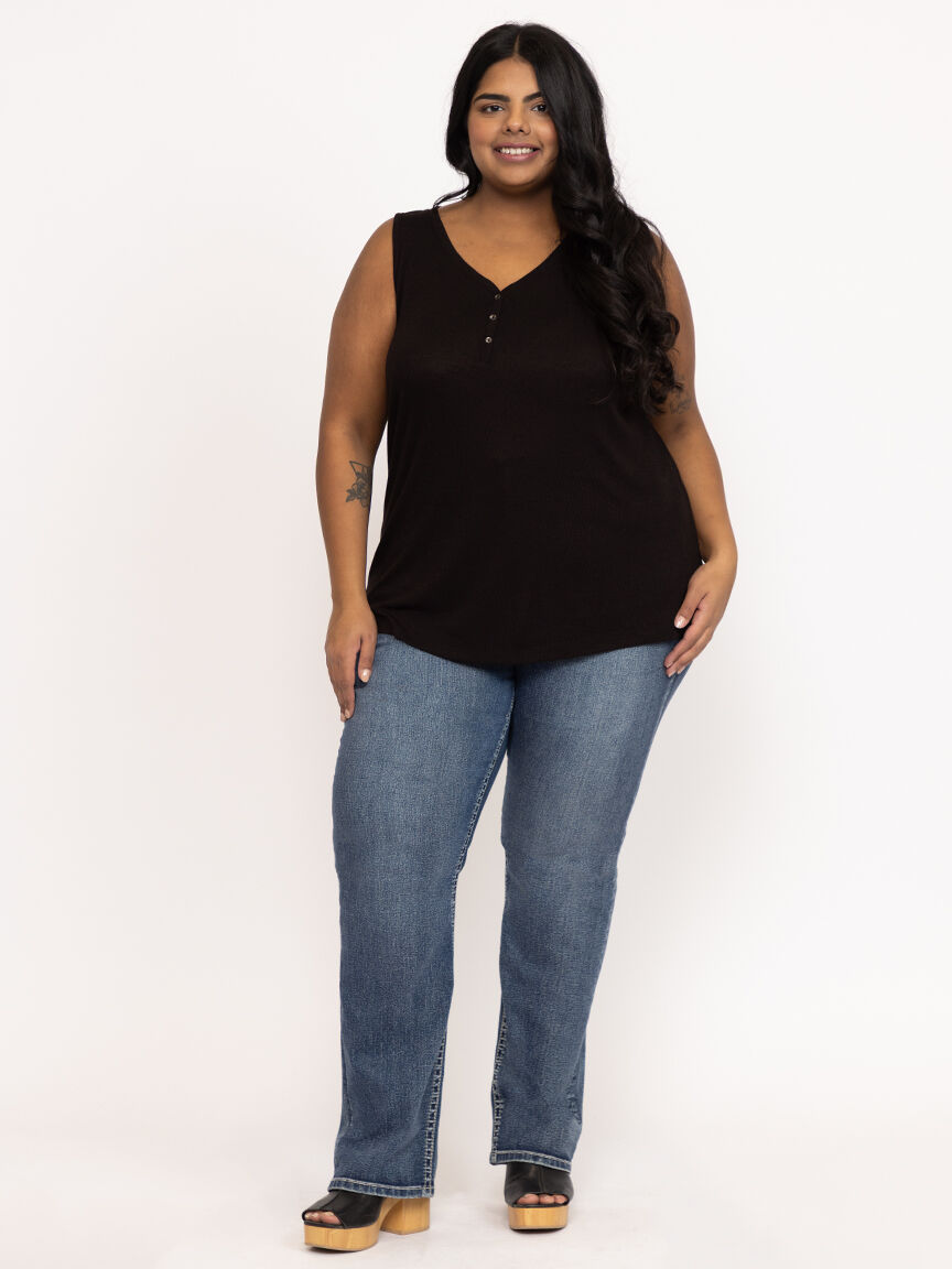 Women's Ribbed Henley Tank