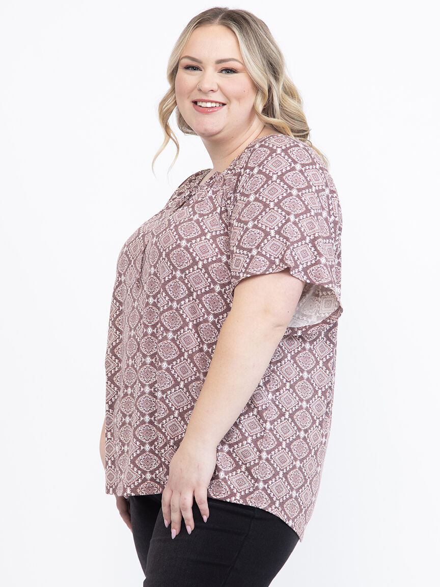 Women's Geo Peasant Top