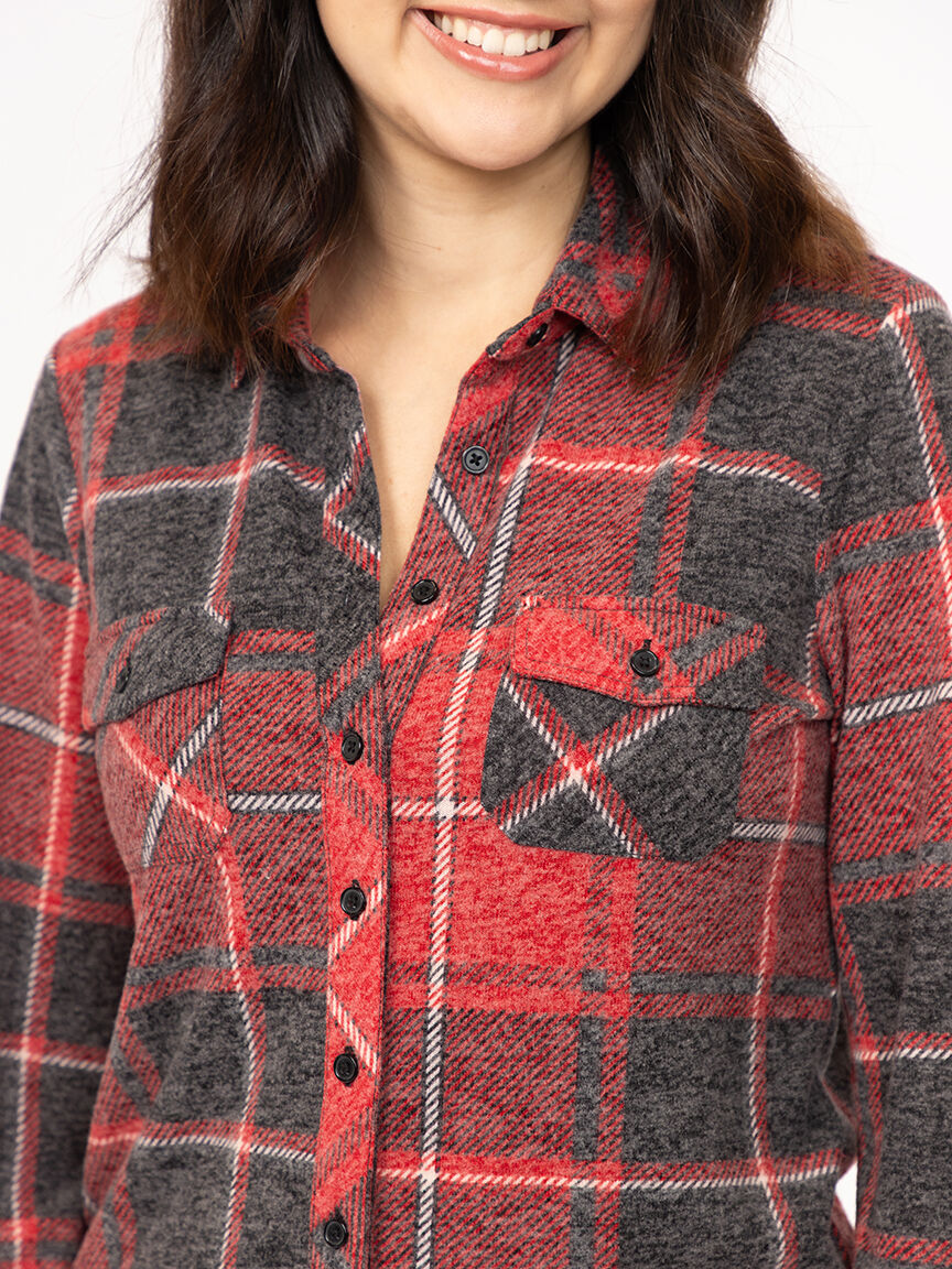 Women's Brushed Knit Plaid Shirt