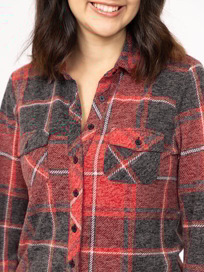 Women's Brushed Knit Plaid Shirt Women's Brushed Knit Plaid Shirt