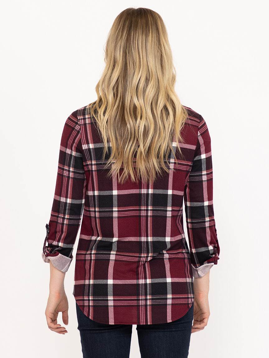 Women's Brushed Knit Plaid Shirt